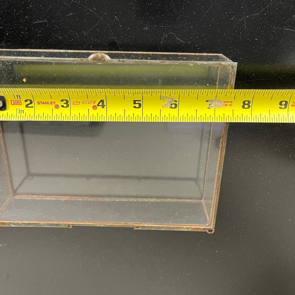 Unbranded Glass Jewelry Box Unisex OS Clear Gold Brass Trim Mirrored Bottom Box - Picture 7 of 9